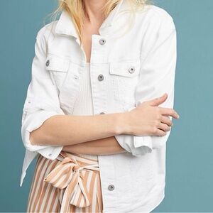 Pilcro by Anthropologie Eyelet White Denim Jacket / Size S